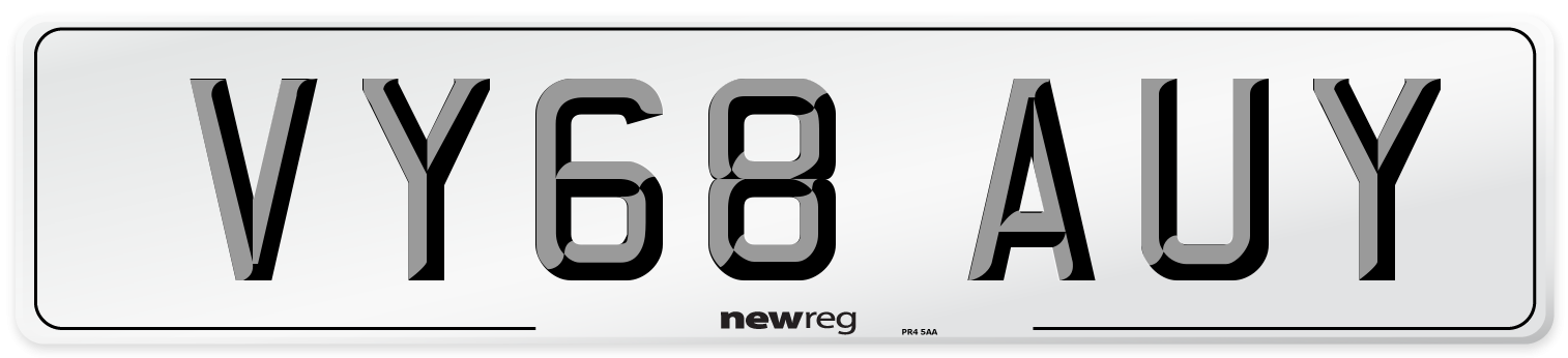 VY68 AUY Number Plate from New Reg